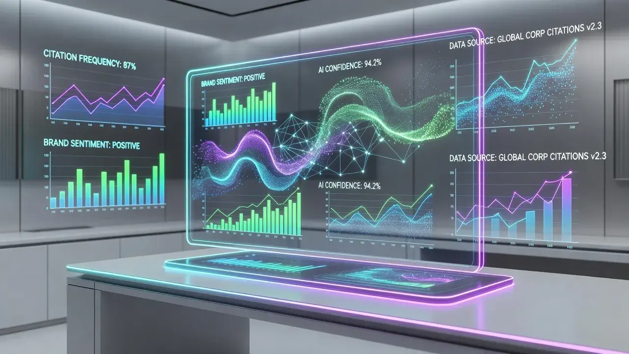 Conceptual illustration of AI search engines scanning indexed data network connections.