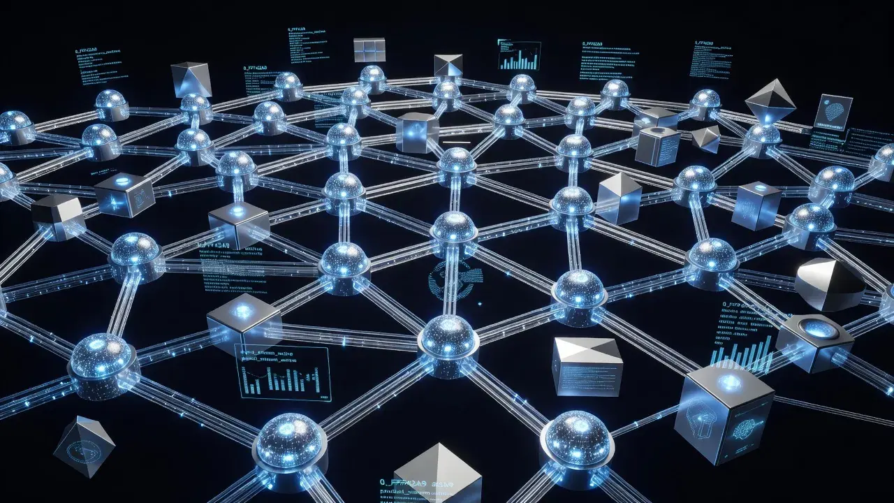 3D render representing outbound links connecting digital web nodes across a glowing network.
